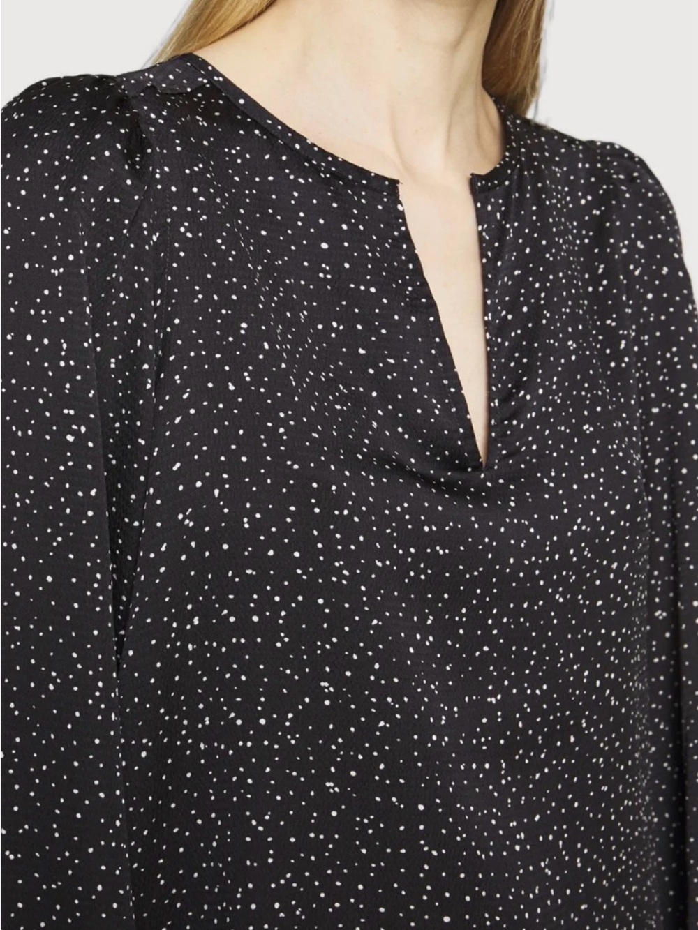 Hilary Randel Black Dot Print V-Neck Blouse